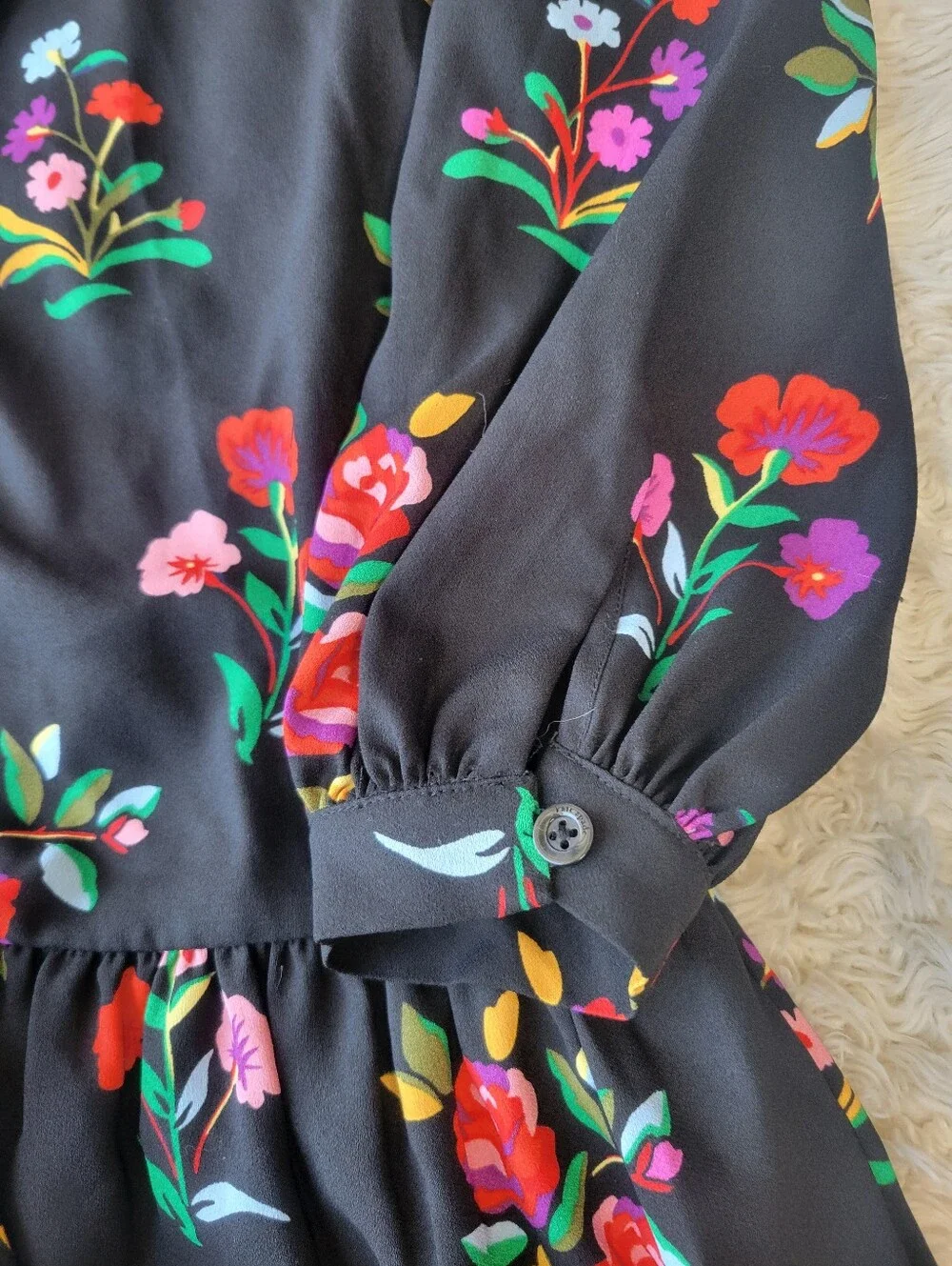 Kate Spade New York Autumn Floral Tie Neck Dress Size Large